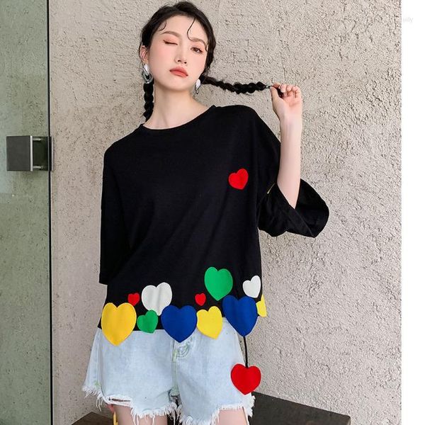 T-shirt da donna Summer Straight Tube Love Camicia a maniche corte Design femminile Sense Small Crowd Loose Style Jacket