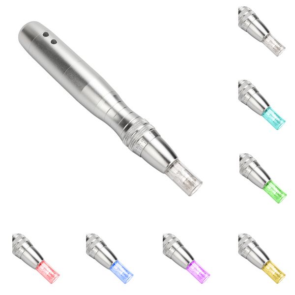 Articoli di bellezza 7 colori led terapia della pelle per la cura della pelle stringendo il dispositivo microneedling della penna derma personale