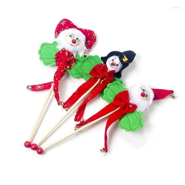 Рождественские украшения колокольчики плюшевые кукольные ручные кольцо с деревянной ручкой праздничная деть деть игрушки подарки дома украшения Diy