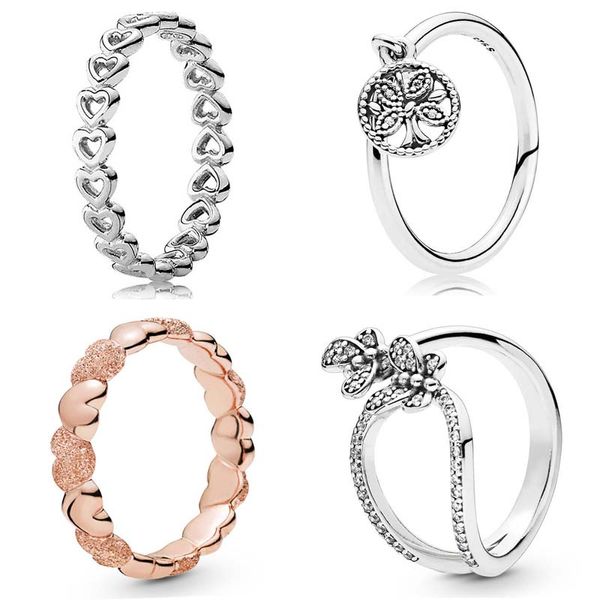 925 Mulheres prateadas FIT PANDORA RING ORIGINAL CORONHA COROWN RINGS RED ROSE BRILLIANÇO MATTE LINDO LIGE