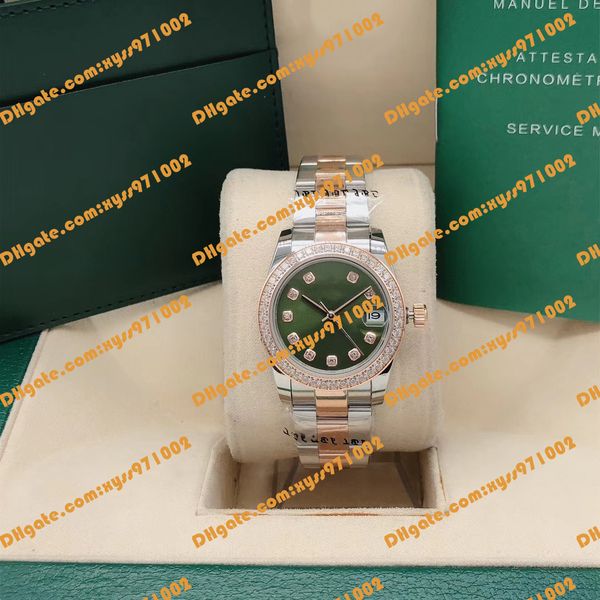 top Orologio da donna 813 Movimento Anniversario Meccanico Automatico 278381RBR 31 mm Quadrante verde oliva Acciaio inossidabile Doppio colore Cinturino in oro rosa 2 m278383 Orologi da donna