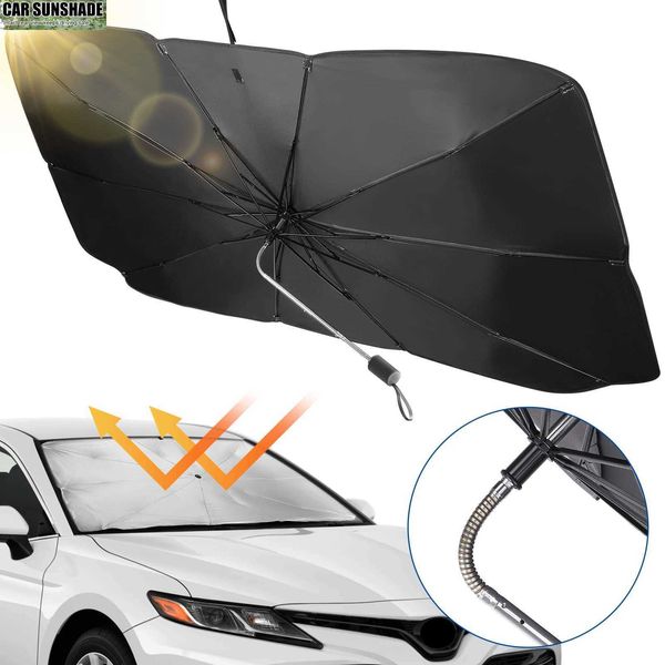 Yükseltilmiş geçici pencere güneş engelleyici ön araba ön cam güneş gölge şemsiye 360 ​​ﾰ rotasyonlu bükülebilir sap katlanabilir