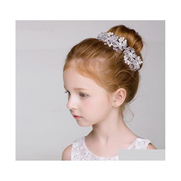 Acessórios para cabelos Flor Girls Crown Band Wedding Floral Kids Bandland Garland Girl Pearl Wreath Party Headpier Happation Deliver