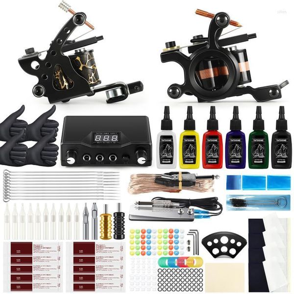 Tattoo Guns Kits Kit Machines Gun Spower Supply Grips Body Art Afles Ferramentas de maquiagem permanentes do Rutattoo Kitstattoo