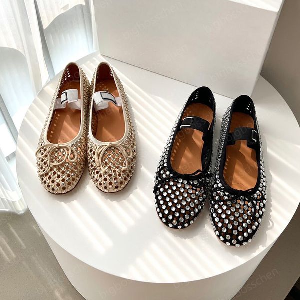 Elbise Ayakkabı Kristal Rhinestone Bale Düz Ayakkabı Mary Jane Loafers Kadın Tasarımcı Ayakkabı Fabrika Ayakkabı 35-40 Kutu