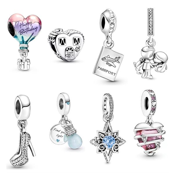 Pandora S925 Sterling Silver Love Charm Tacco alto Scarpe col tacco alto Lampadina Sospensione Gioielli Adatto per bracciale Gioielli moda fai da te