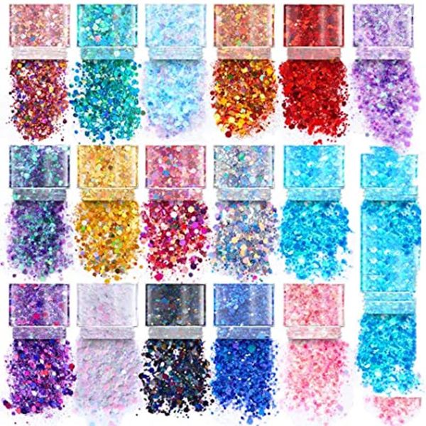 Nail Glitter 1g Holographic Cosmetic Festival Chunky Glitters Paillettes Flakes Body Face Make Up Art Mixed