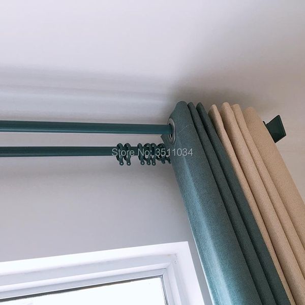 Decoração de casa Outro American Aluminium Peacock Blue Color Lhloy Square Curtain Rod Track Rome Bar European Rail Rack French Style