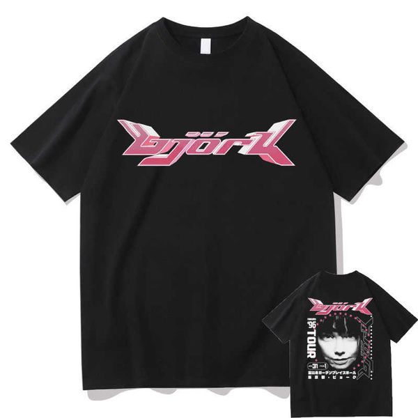 Erkek Tişörtleri 90S Bjork Japon Turu 1996 Müzik Albümü T-Shirt Adam Hip-Hop Street Giyim Tişört Yaz Erkek Erkek Kadınlar Büyük Boyut Sokak Vintage Tshirt G230303