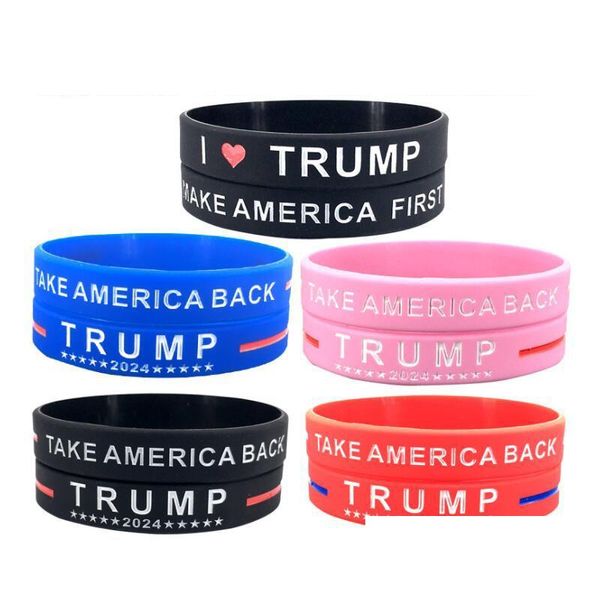 Weitere festliche Partyartikel: Präsident Trump, Sile-Armband, Keep American Great-Armbänder, Donald Vote Star, gestreifter Armreif Dh3Zd