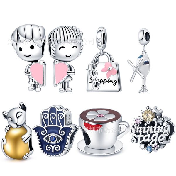 Ciondolo in argento sterling 925 per perline Pandora New Love per bambini e bambine, accessori fai da te