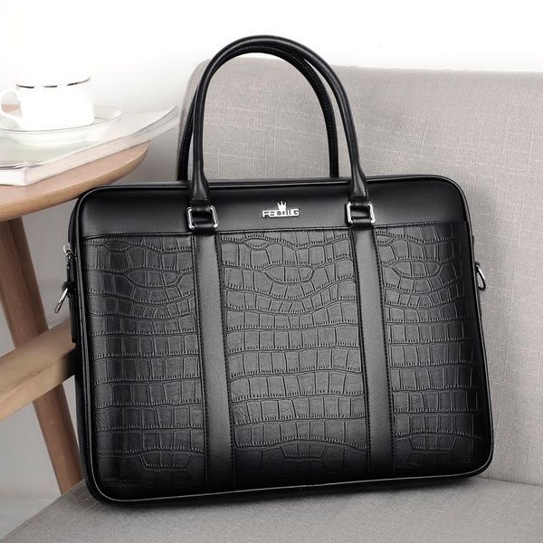 Aktentaschen Herrentasche, modische Business-Aktentasche für Herren, Krokodilmuster, Lederhandtasche, 14-Zoll-Laptop, lässige Umhängetaschen, Aktentaschen