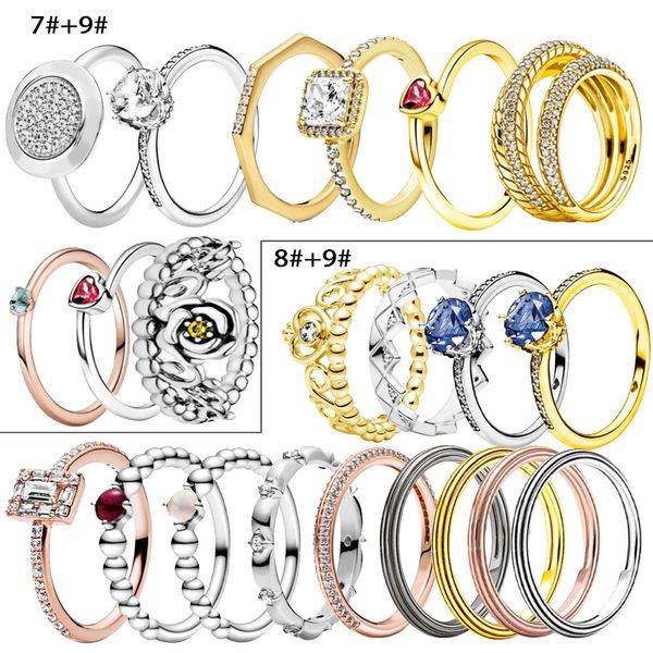 925 Mulheres prateadas FIT PANDORA RING ORIGINAL CORONHA COROWN RINGS RINGS ELEIVADOS CORRENHA CHINACE PADRÃO DE NEWSFLAKE CROWN