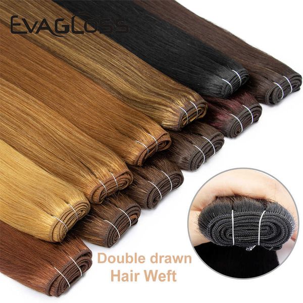 Peruca Caps 100 Cabelo Humano Trama Brasileira Remy Extensão de Trama de Cabelo Humano Reta Dupla Desenhada Costura em Trama de Cabelo Natural Apuramento