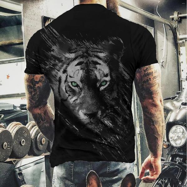 T-shirt da uomo T-shirt animale da uomo Camicia feroce stampata sul retro per uomo Moda manica corta Vintage Streetwear Abbigliamento casual