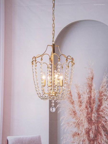 Lampade a sospensione Lampadario di cristallo semplice Luce Personalità di lusso Ristorante Lampada d'arte American Retro Bedroom Study Homestay