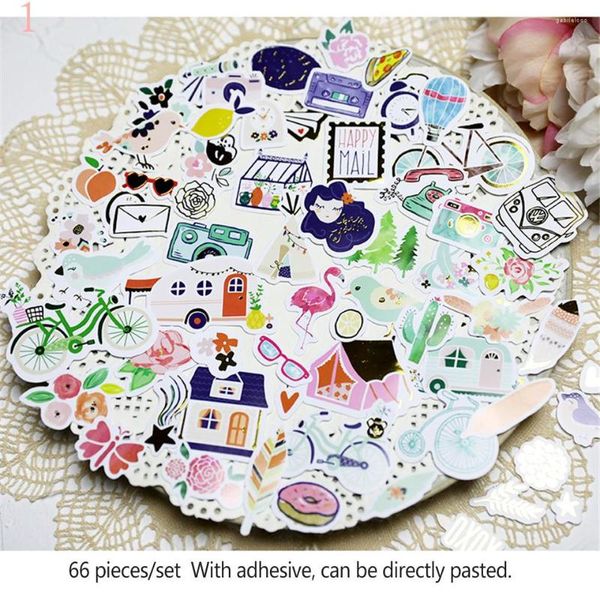 Embrulho de presente 66pcs Europa America estilo adesivos de papel conjunto de dado para scrapbooking scrapbooking kit de adesivo de papel alumínio