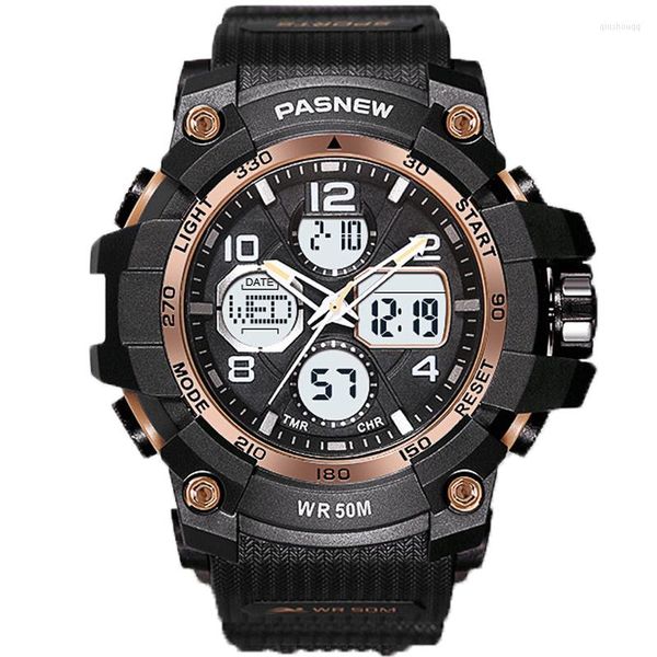 Нарученные часы PAS Professional Sports Watches Men Big Dial светодиодные цифровые аналоговые кварцевые 50 м.