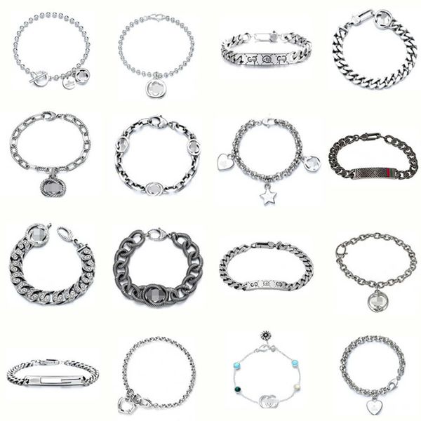 70% de réduction 2023 Nouveaux bijoux de mode de luxe de haute qualité pour argent sterling utilisés pour les couples masculins et féminins double crâne Daisy sculpté bracelet en émail vert