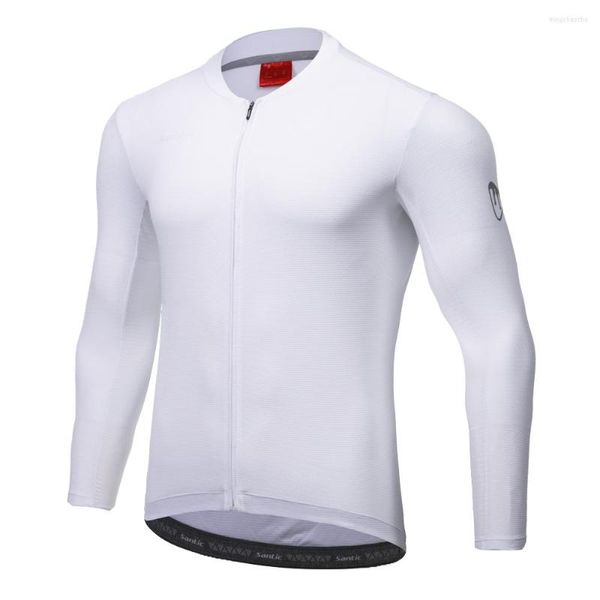Jackets de corrida Santic Men's Cycling Jersey Manga Longa MTB Camisetas de bicicleta respirável reflexivo de bicicleta esportiva de bicicleta asiática asiática