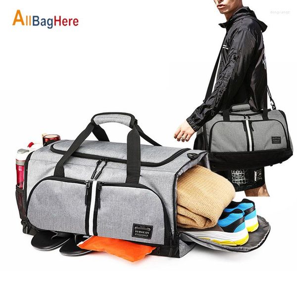 Borse da esterno Tela da uomo Viaggio Palestra Fitness Yoga Allenamento Asciutto Bagnato Borsone Borsa da viaggio Scarpe Tasca Borsa a tracolla impermeabile Uomo Donna