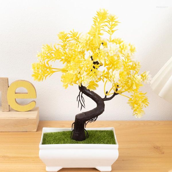 Fiori decorativi crisantemo piccolo bonsai pianta artificiale plastica albero finto casa soggiorno balcone decorazione giardinaggio in vaso