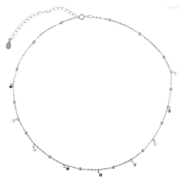 Подвесные ожерелья Реал 925 серебряный серебряный серебряный геометрический кольцо с колье для моды для женщин минималистские ювелирные украшения милые аксессуары подарок