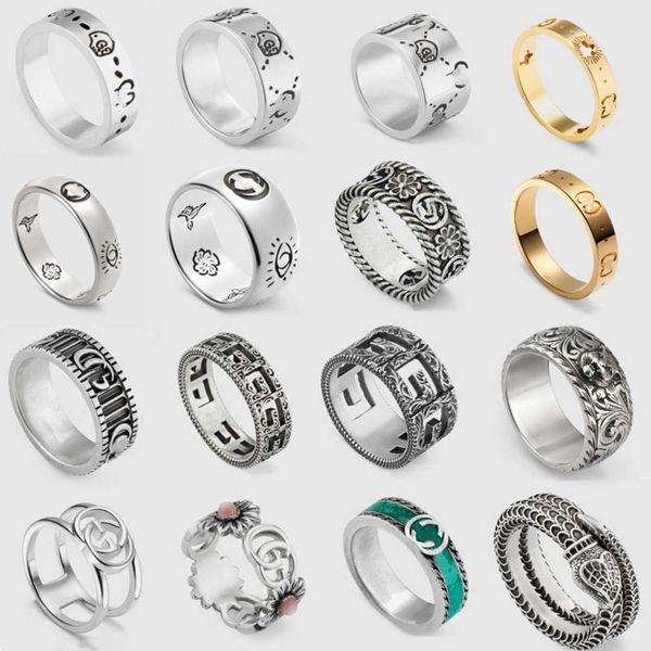 20% di sconto su tutti gli articoli 2023 Nuovi gioielli di moda di alta qualità di lusso per anello in argento sterling vecchio stile hip hop Lotto di teschi margherita per uomo e donna