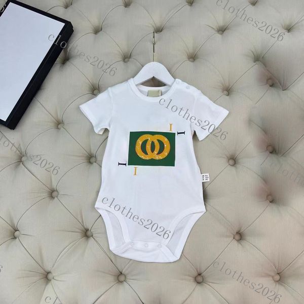 2023 New Newborn Baby Bebe Pagliaccetto in cotone stampato 0-2Y Pagliaccetti Toddle Baby Body Vendita al dettaglio Neonati Vestiti per bambini Tute per bambini Abbigliamento 0-24 mesi bianco