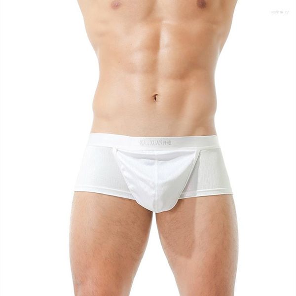 Underpants alerff 100 homens frios sedosos calcinha calcinha de seda de seda gelo pênis antibacteriano e respirável