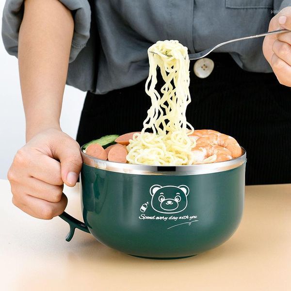 Ciotole cucina noodle istantanea ciotola per casa in acciaio inossidabile zuppa di frutta insalata di frutta insalata di grandi dimensioni con coperchio