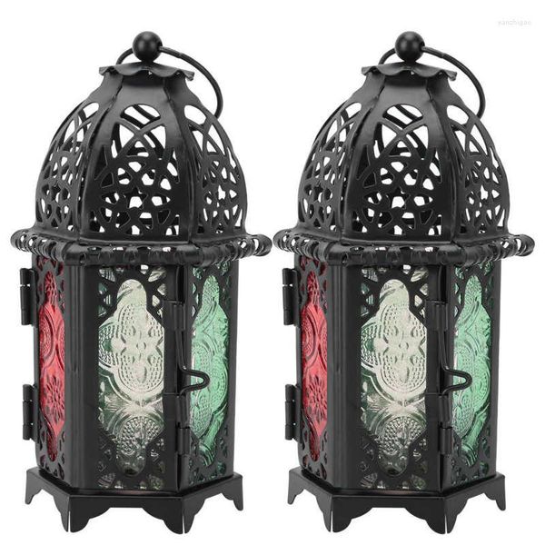 Titulares de vela 2pcs Metal Candlestick Vintage Castle Holder Retro Iron Wedding Home Decorações Candelabra