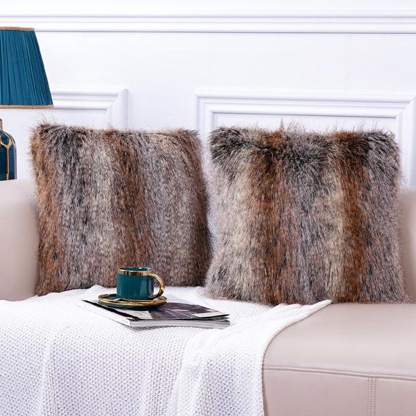 Pillow Luxury Faux Fur Sofá Capa para Cadeiras de Casamento Vivo Presuelas Marrom Presuelas Decora