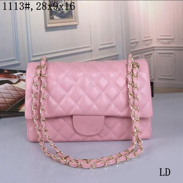 Bolsas de lascas de lasca acolchoadas clássicas de qualidade de nível de camada Classic Bolsa de embreagem de luxo Bolsa de couro Real Chain Crossbody Bags de ombro de carteiras C01