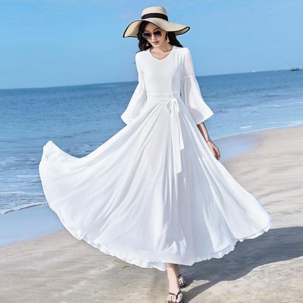 Vestidos casuais moda verão para mulheres 2023 praia vestido maxi vestido feminino branco elegante roupas femininas 4xl vestidos pph5083casuais