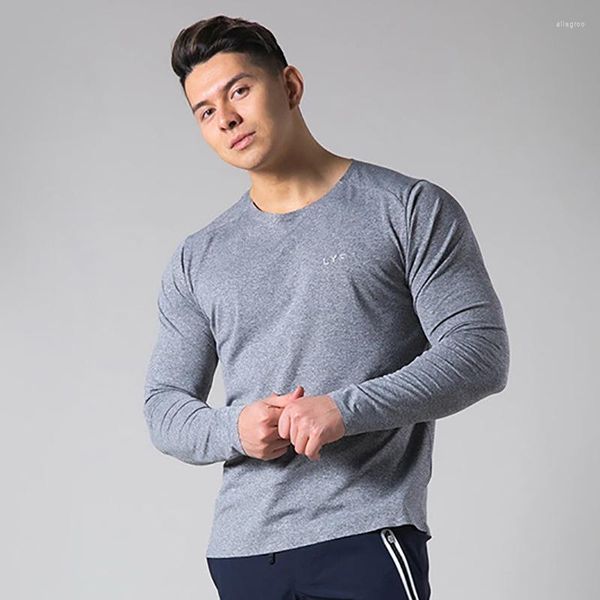 Camisetas masculinas Cotton Gym Camisa esportiva de homens de manga longa Treinando camisetas de fitness t-shirt Top Top