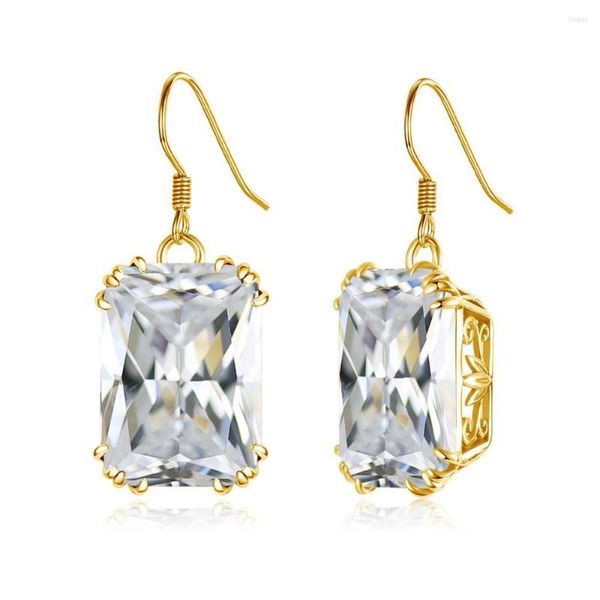 Brincos Dangle Diamond Diamond Diamond para Mulheres Prata 925 Squas de Jóias Finas Peda
