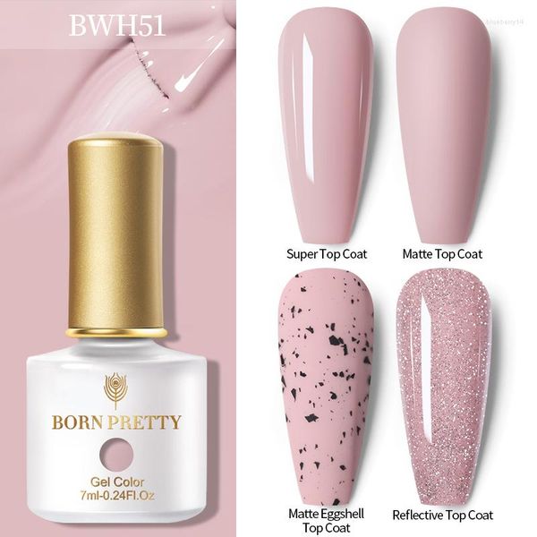 Gel per unghie BORN PRETTY 7ML Smalto colorato Super Top Coat Glitter riflettente Opaco Guscio d'uovo Semi permanente