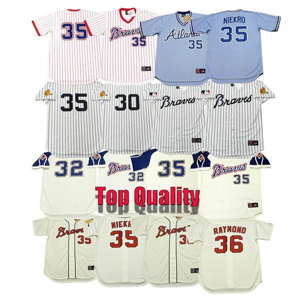 Erkek Atlanta 30 Orlando Cepeda 32 Earl Williams 35 Phil Niekro 36 Claude Raymond Gerileme Beyzbol Forması Dikişli S-5xl