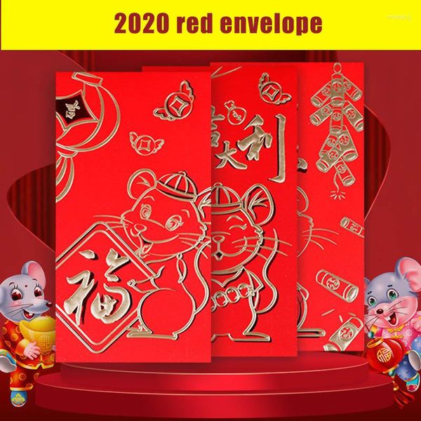 Decorazioni natalizie Buste rosse cinesi 2023 Anno del topo Pacchetti di soldi fortunati Pacchetto da 6 pezzi XJS789