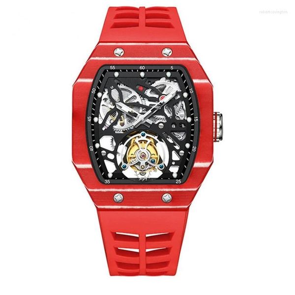 Armbanduhren AESOP Flying Tourbillon Skeleton Uhr für Mann Saphir Wasserdichte mechanische Handaufzug Chronograph Uhr männlich