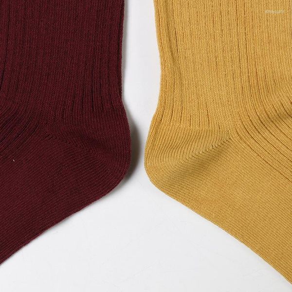 Kadın Çorap Dong Ai 1 Çift Nefes Alabilir Combed Pamuk Pamuk Düz Renk Sevimli Moda Sıradan Mürettebat Çorap Retro Koleji Sonbahar Tarzı