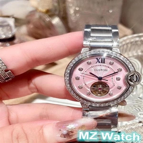 Donne di marca classica Watch automatico Orologio Flywheel Mechanical in acciaio inossidabile orologio da polso 32mm284q
