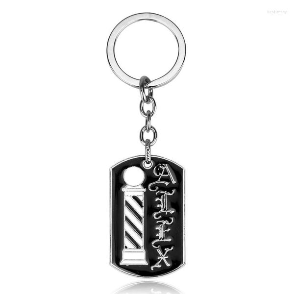 Keychains MQCHUN BRABER KECHANCHAIN ​​BARBER SHOP POLE 3D TAG DOG PENENTE PENENTE CHAIN ​​TECHERINGS Penteados Jóias para homens Presente-50