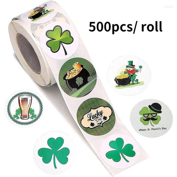 Hediye sargısı 500pcs St.Patrick Günü Çıkartmaları Shamrock Asma Aktivite Dekorasyonu 1.5inch şanslı yonca etiket zarfı mühür