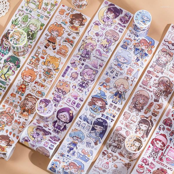 Enrolamento de presentes 80mm 3m Cute Kawaii Cartoon Animation Washi Tape Decorative Fapes for Scrapbooks Diy Crafts Journal Supplies Planners