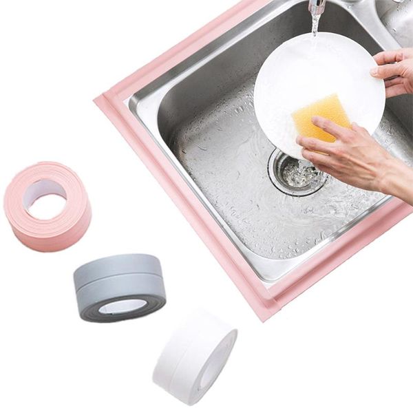 Duvar Çıkartmaları 1 Rulo Banyo Duş Lavabo Banyo Sızdırmazlık Şerit Bant PVC Kendi Kendinden Yapışkan Su Geçirmez Etiket Mutfak