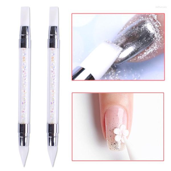 Pennelli per unghie 1 pz Art Carving Pen Dual-ended 2 Modi Scultura in silicone per pittura 3D Punteggiatura Gel Manicure Tool NFD003Nail