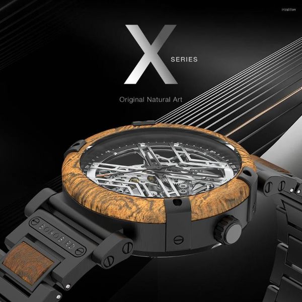 Armbanduhr Bobo Bird Luxury Holzwache für Männer 2023 Automatische mechanische wasserdichte Uhren kombinierte X -Serie Relogio Maskulino