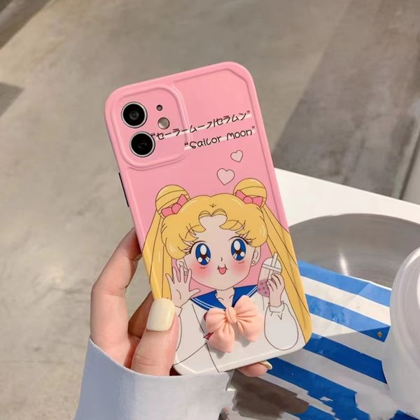 Дизайнерский силиконовый телефон Case Case Cartoon Sailor Moon Bow Подходит для iPhone 14 11 12 13 Pro Max 12 13 7 8 плюс XS XS xr xsmax Fall Case Case